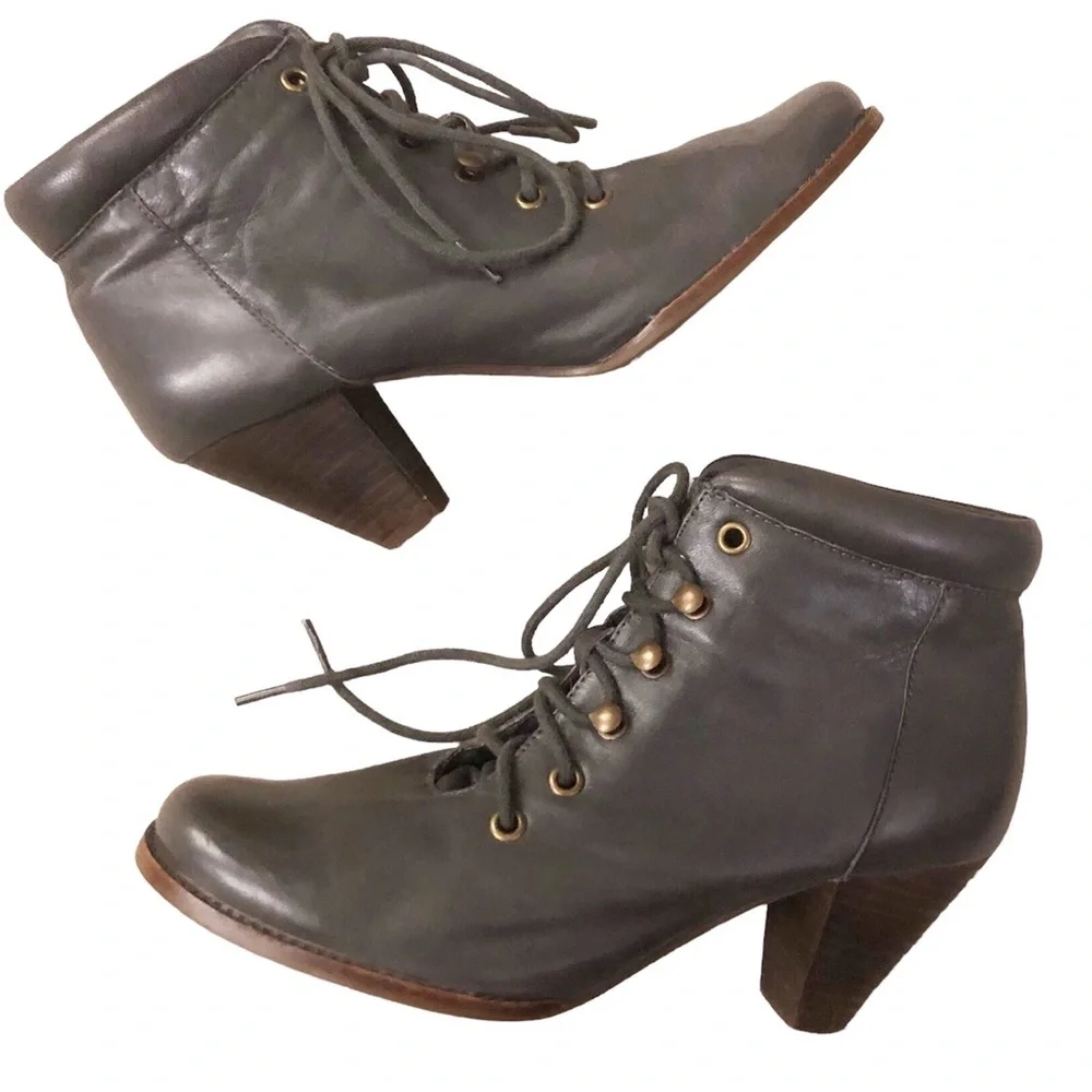 JEFFREY CAMPBELL Lace-up ankle booties Ingles Tahiti gray leather Victorian boho - Picture 9 of 11